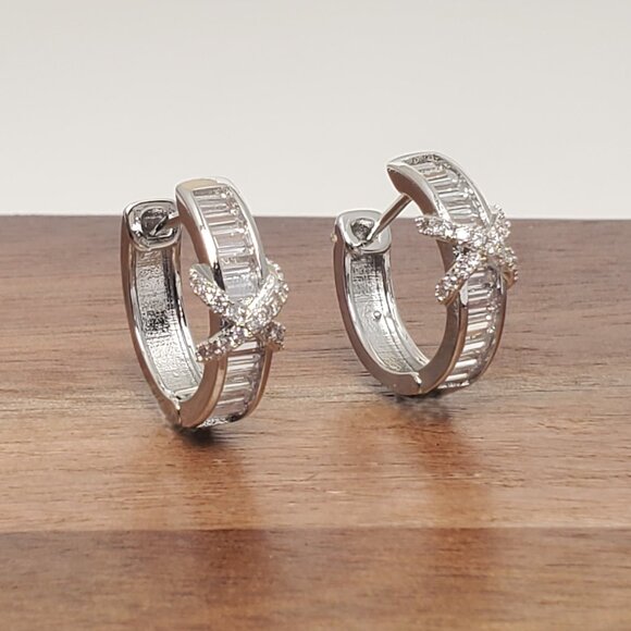 925 Sterling Silver Womens 2ct Diamond Small Hoop Earrings Ladies Hoops Jewelry